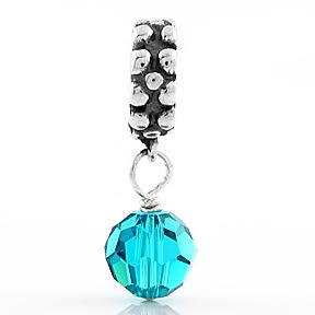 STERLING SILVER DANGLING DECEMBER BIRTHSTONE EUROPEAN BEAD