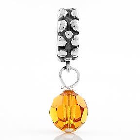 STERLING SILVER DANGLING NOVEMBER BIRTHSTONE EUROPEAN BEAD