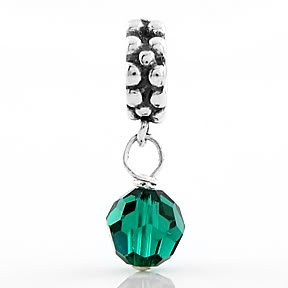 STERLING SILVER DANGLING MAY BIRTHSTONE EUROPEAN BEAD