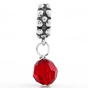 STERLING SILVER DANGLING JANUARY BIRTHSTONE EUROPEAN BEAD