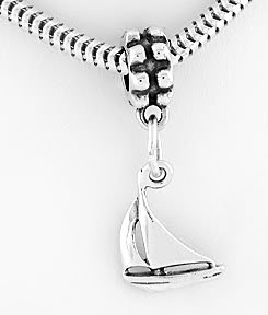 STERLING SILVER DANGLING 3D SAIL BOAT EUROPEAN BEAD
