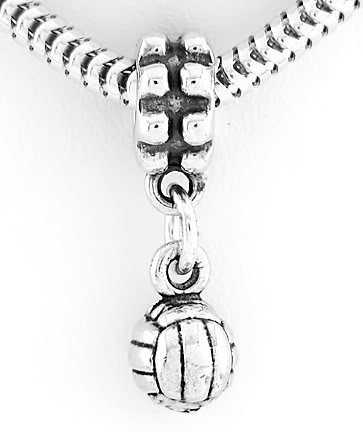 STERLING SILVER DANGLING VOLLEYBALL EUROPEAN BEAD