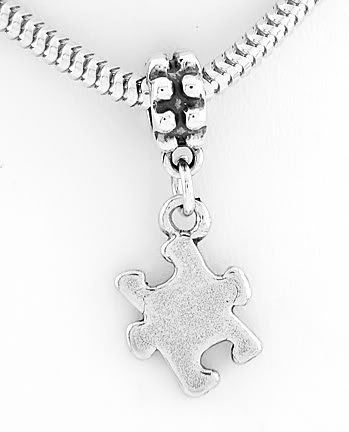 STERLING SILVER DANGLING AUTISM PUZZLE EUROPEAN BEAD