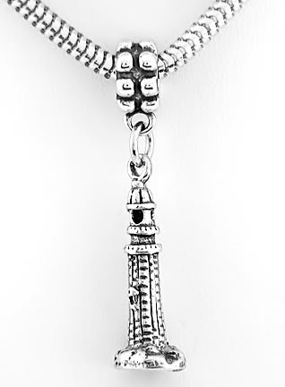 STERLING SILVER DANGLING LIGHTHOUSE EUROPEAN BEAD