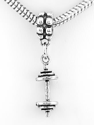 STERLING SILVER DANGLING 3D WEIGHT EUROPEAN BEAD