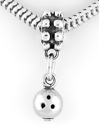STERLING SILVER DANGLING BOWLING BALL EUROPEAN BEAD