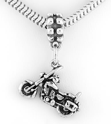 STERLING SILVER DANGLING 3D MOTORCYCLE EUROPEAN BEAD