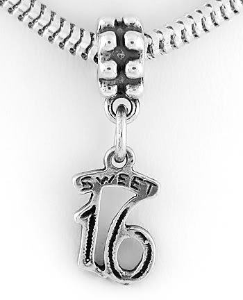 STERLING SILVER DANGLING SWEET 16 EUROPEAN BEAD