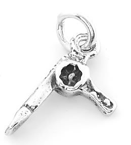 STERLING SILVER BLOW HAIR DRYER CHARM/PENDANT