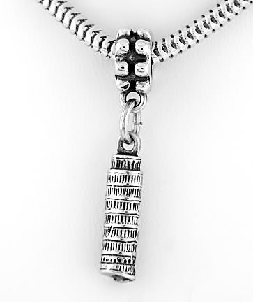 STERLING SILVER DANGLE LEANING TOWER OF PISA EUROPEAN BEAD
