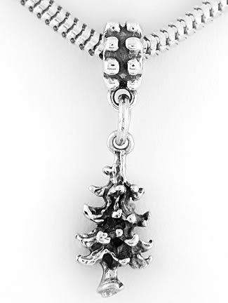 STERLING SILVER DANGLING CHRISTMAS TREE EUROPEAN BEAD