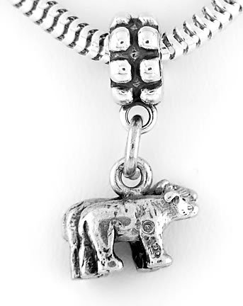 STERLING SILVER DANGLING NOAH'S ARK BEARS EUROPEAN BEAD