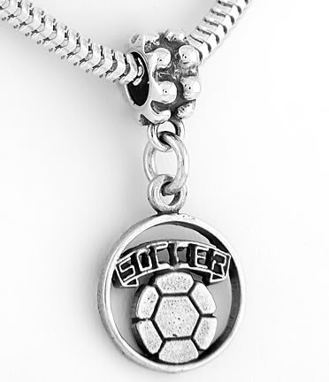 STERLING SILVER DANGLING SOCCER EUROPEAN BEAD