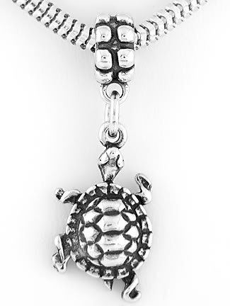 STERLING SILVER DANGLING TURTLE EUROPEAN BEAD