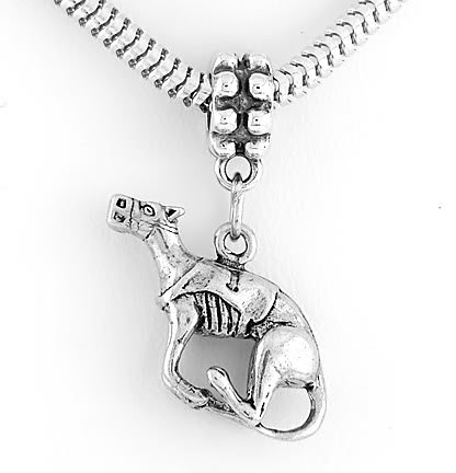 STERLING SILVER DANGLING RACING GREYHOUND EUROPEAN BEAD