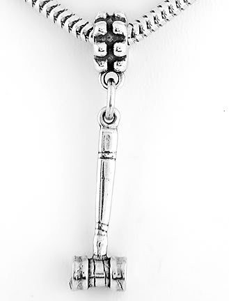 STERLING SILVER DANGLING 3D GAVEL BEAD