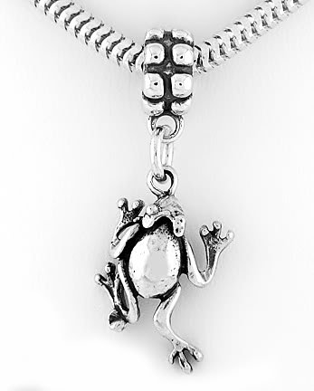 STERLING SILVER DANGLING FROG EUROPEAN BEAD