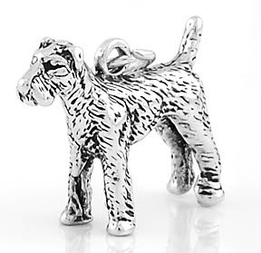 STERLING SILVER AIREDALE DOG 3D CHARM/PENDANT