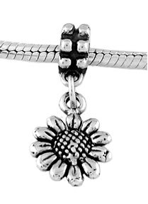 STERLING SILVER DANGLE SUNFLOWER EUROPEAN BEAD
