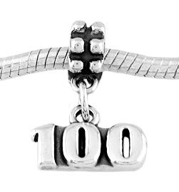 STERLING SILVER DANGLE NUMBER 100 EUROPEAN BEAD