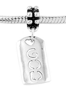 STERLING SILVER DANGLE LOVE GOD TAG EUROPEAN BEAD