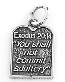 STERLING SILVER EXODUS 20:14 TEN COMMANDMENT #7 CHARM/PENDANT