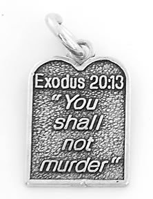 STERLING SILVER EXODUS 20:13 TEN COMMANDMENT #6 CHARM/PENDANT
