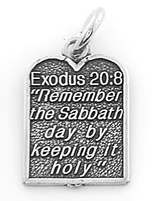 STERLING SILVER EXODUS 20:8 TEN COMMANDMENT #4 CHARM/PENDANT