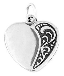 STERLING SILVER ELEGANT FILIGREE HEART CHARM/PENDANT