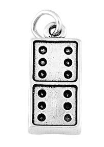 STERLING SILVER DOMINO GAME PIECE CHARM/PENDANT