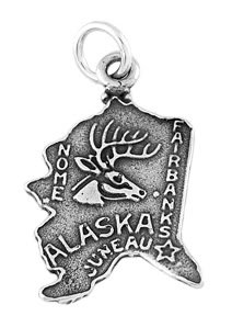 STERLING SILVER STATE OF ALASKA CHARM/PENDANT