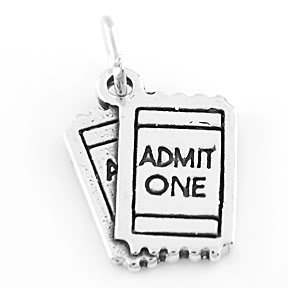 STERLING SILVER ADMIT ONE TICKET CHARM/PENDANT