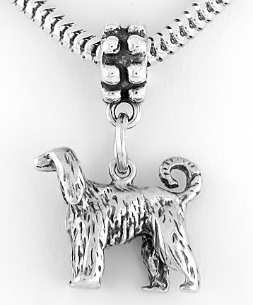 STERLING SILVER AFGHAN HOUND DOG EUROPEAN BEAD
