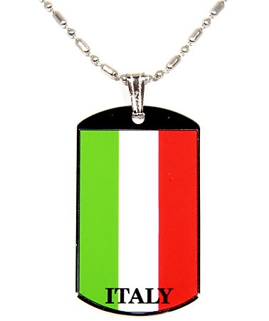 ITALIAN ITALY FLAG POLYMER GLAZED COATED COLOR DOG TAG