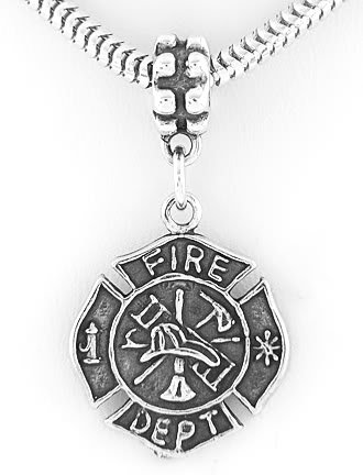 STERLING SILVER FIRE DEPARTMENT MALTESE CROSS EUROPEAN BEAD