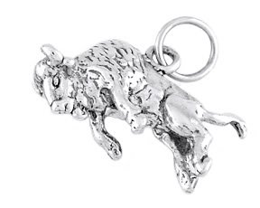 STERLING SILVER BUFFALO ON BACK LEGS CHARM/PENDANT