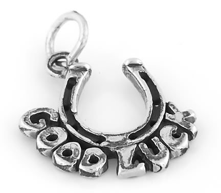 STERLING SILVER GOOD LUCK HORSESHOE CHARM/PENDANT