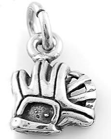 STERLING SILVER BASEBALL GLOVE CHARM/PENDANT