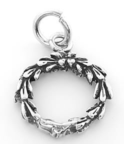 STERLING SILVER CHRISTMAS WREATH CHARM/PENDANT
