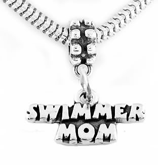 STERLING SILVER DANGLING SWIMMER MOM EUROPEAN BEAD