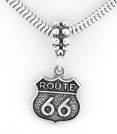 STERLING SILVER DANGLING ROUTE 66 EUROPEAN BEAD