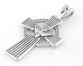 STERLING SILVER CROSS WITH DOVE CHARM/PENDANT
