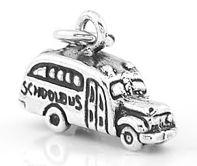 STERLING SILVER 3D SCHOOL BUS CHARM/PENDANT