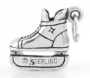 STERLING SILVER 3D HOCKEY ICE SKATE CHARM/PENDANT