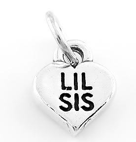 STERLING SILVER LIL SIS HEART CHARM/PENDANT