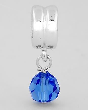 STERLING SILVER DANGLING SEPTEMBER BIRTHSTONE CZ EUROPEAN BEAD