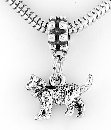 STERLING SILVER DANGLING CAT EUROPEAN BEAD