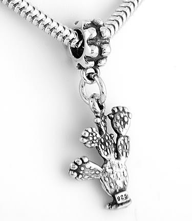 STERLING SILVER PRICKLY PEAR CACTUS DANGLE EUROPEAN BEAD