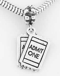 STERLING SILVER DANGLING MOVIE TICKETS EUROPEAN BEAD