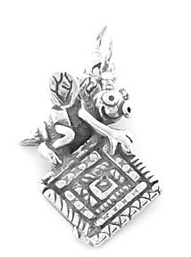 STERLING SILVER QUILTING BEE CHARM/PENDANT
